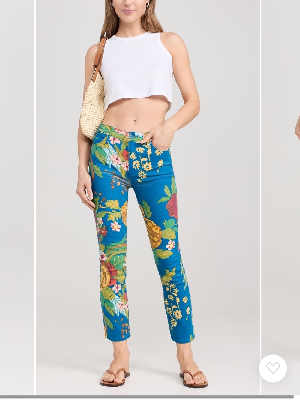 MOTHER 30 play date print Blue Floral ankle length dazzler mid rise Jeans